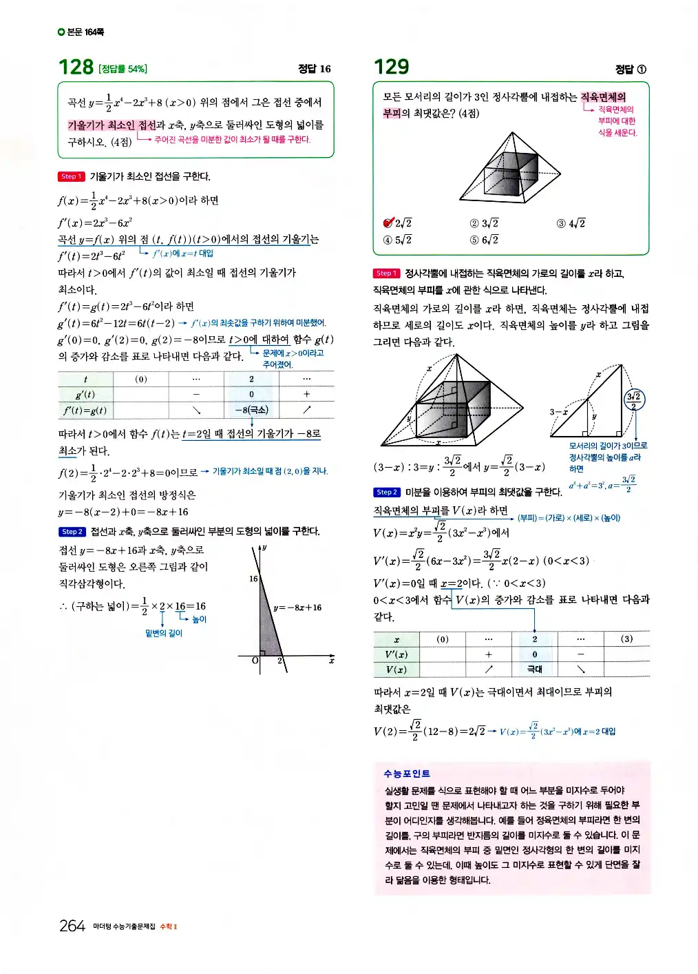 2026 마더텅 수능기출문제집 수학2 답지 266페이지