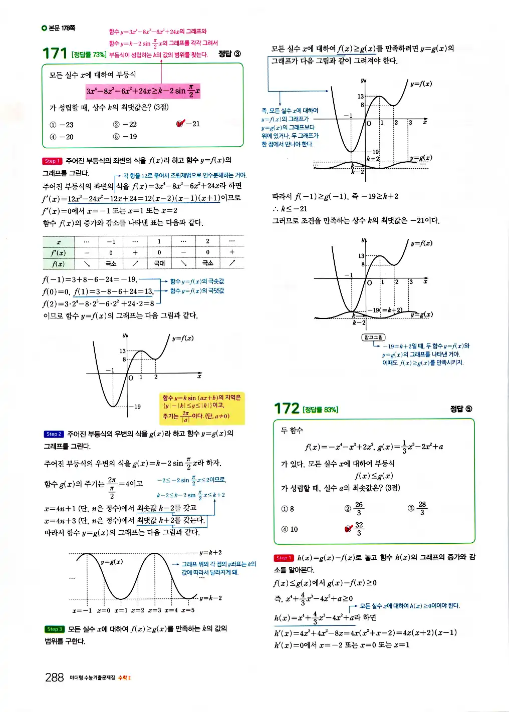 2026 마더텅 수능기출문제집 수학2 답지 290페이지