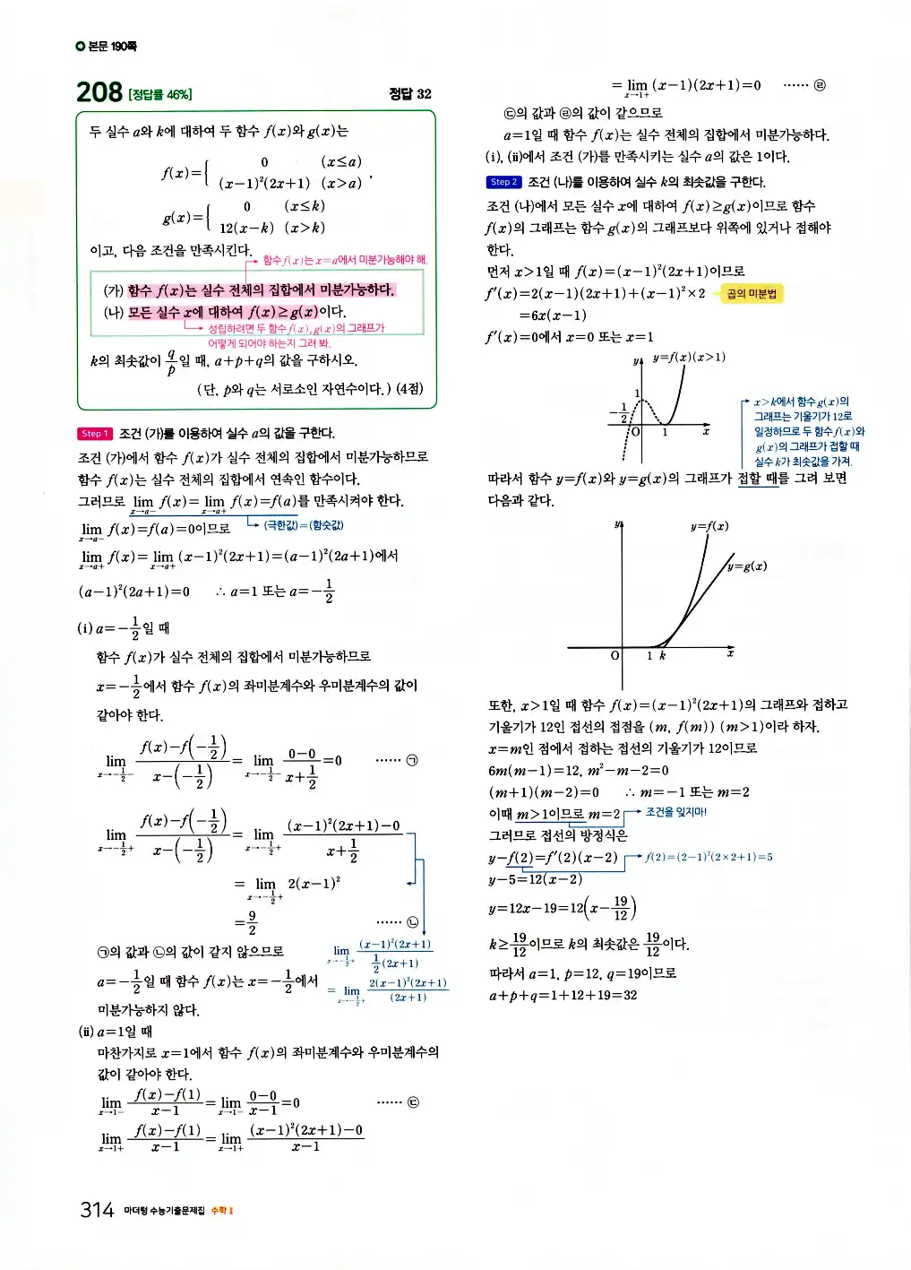 2026 마더텅 수능기출문제집 수학2 답지 316페이지