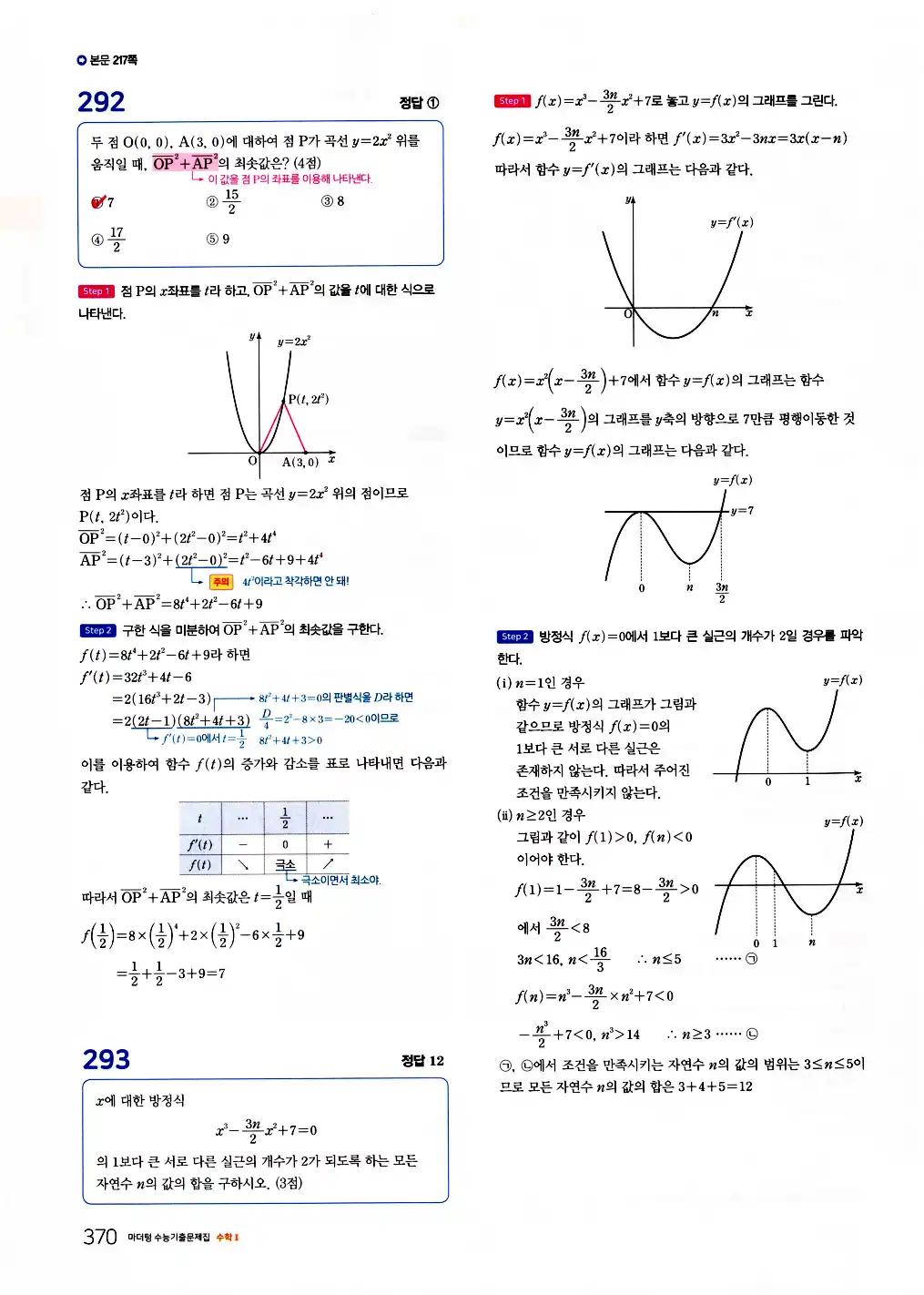 2026 마더텅 수능기출문제집 수학2 답지 372페이지