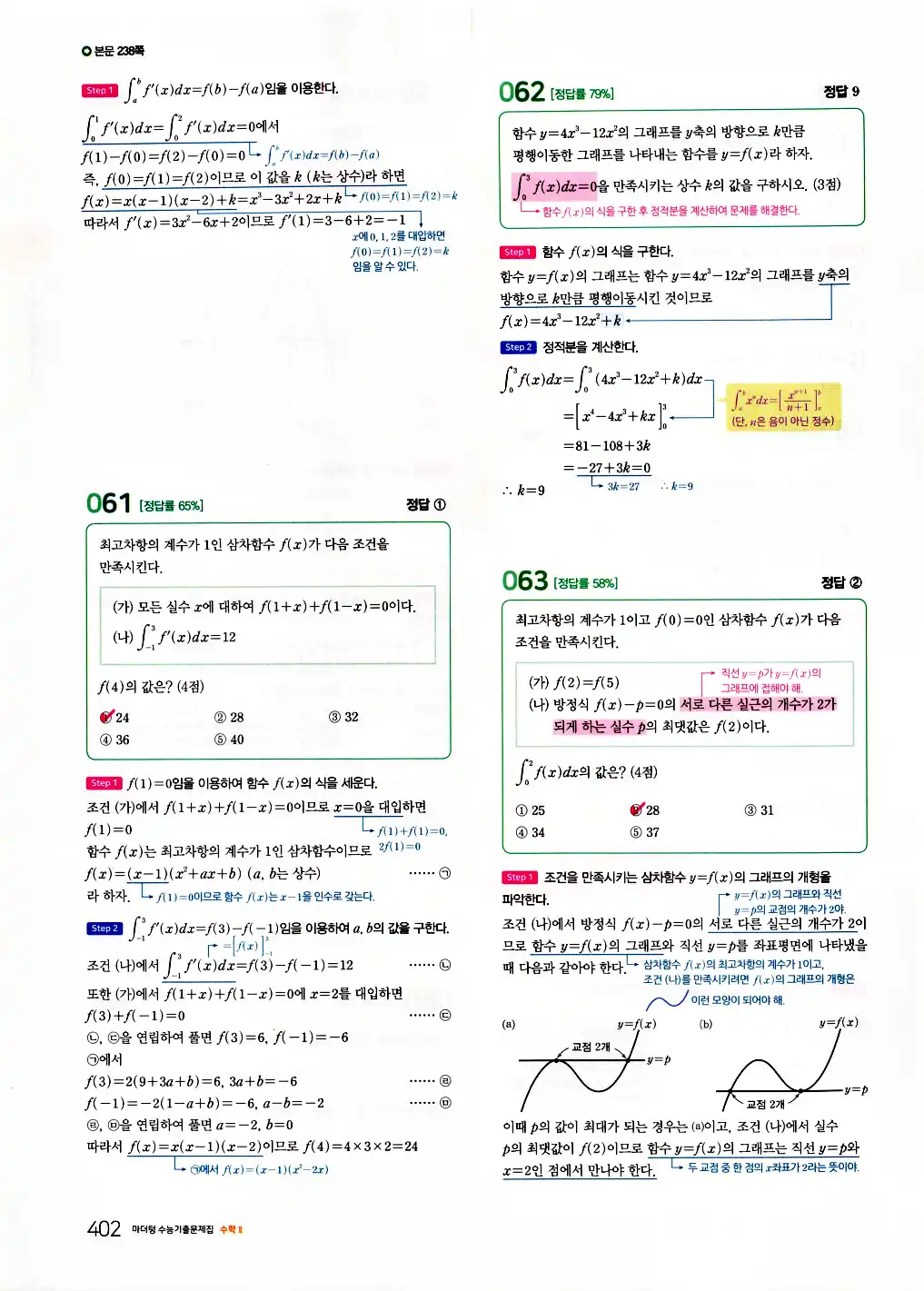 2026 마더텅 수능기출문제집 수학2 답지 404페이지