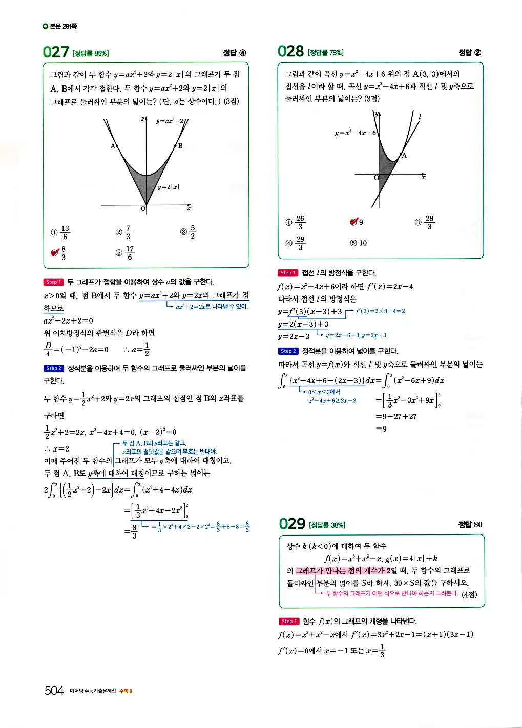 2026 마더텅 수능기출문제집 수학2 답지 506페이지