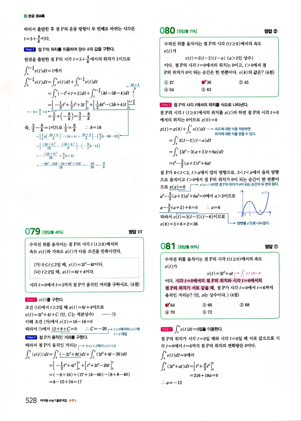 2026 마더텅 수능기출문제집 수학2 답지 530페이지