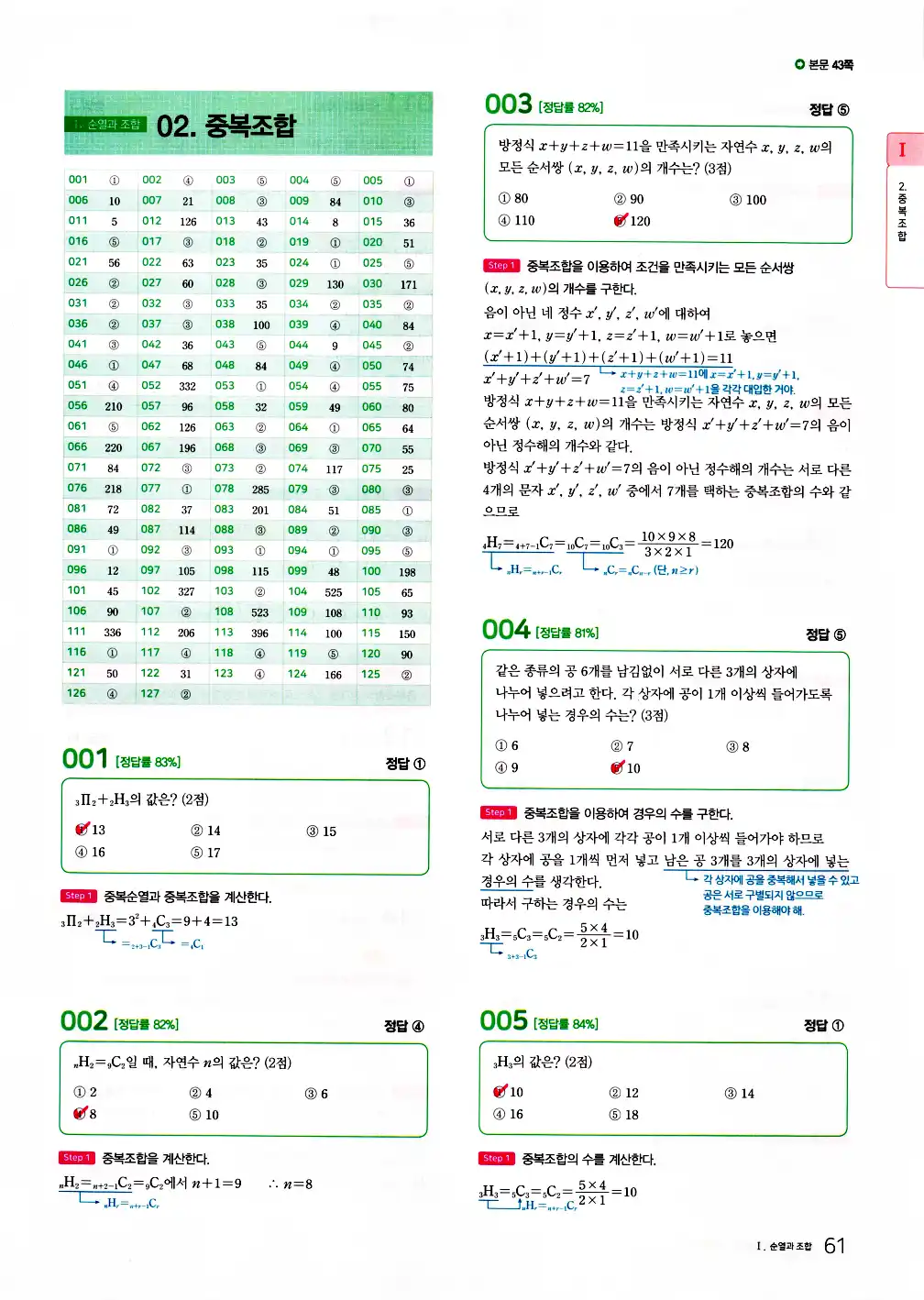 2026 마더텅 수능기출문제집 확률과통계 답지 63페이지