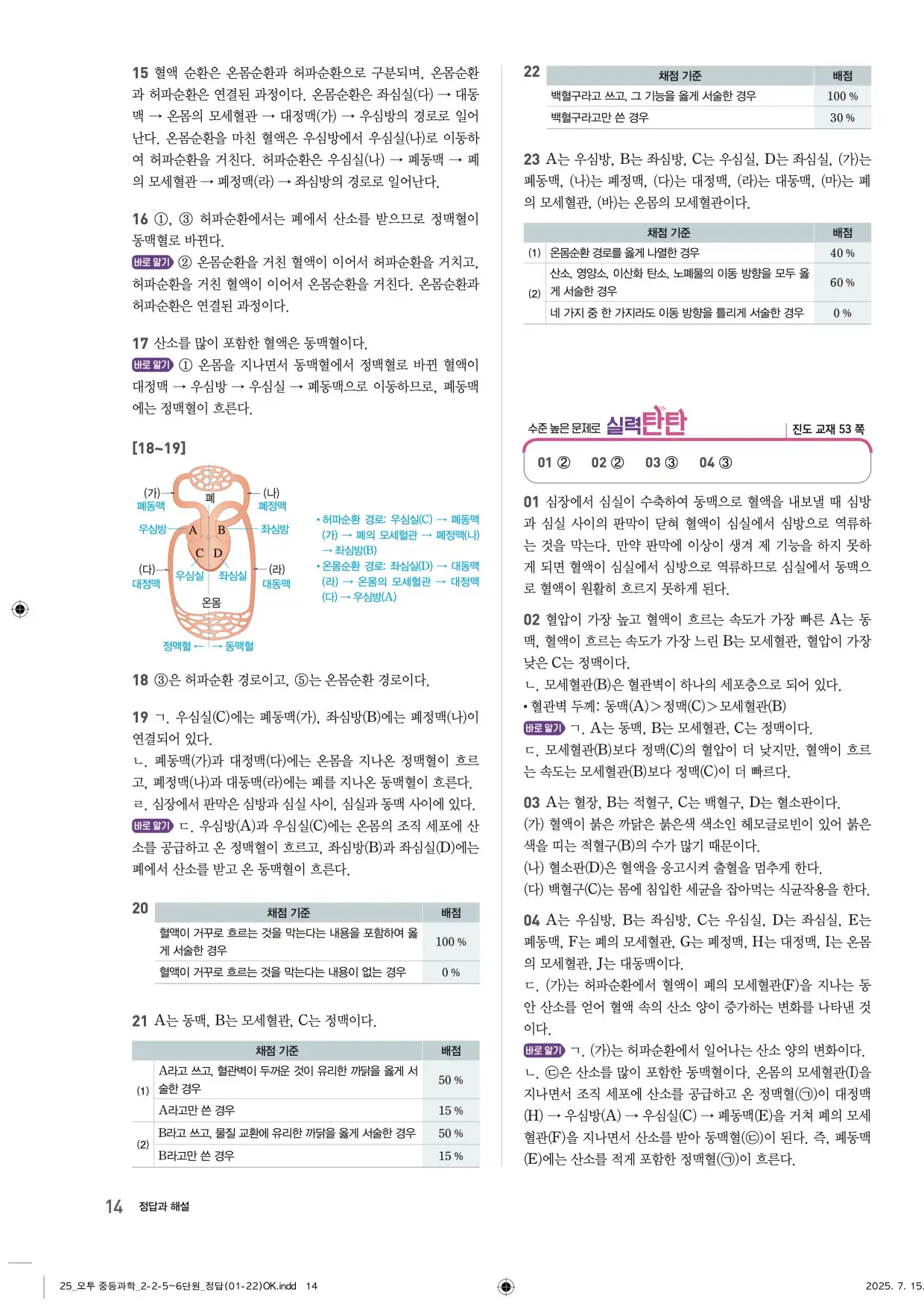 22개정오투과학2-2답지 14페이지