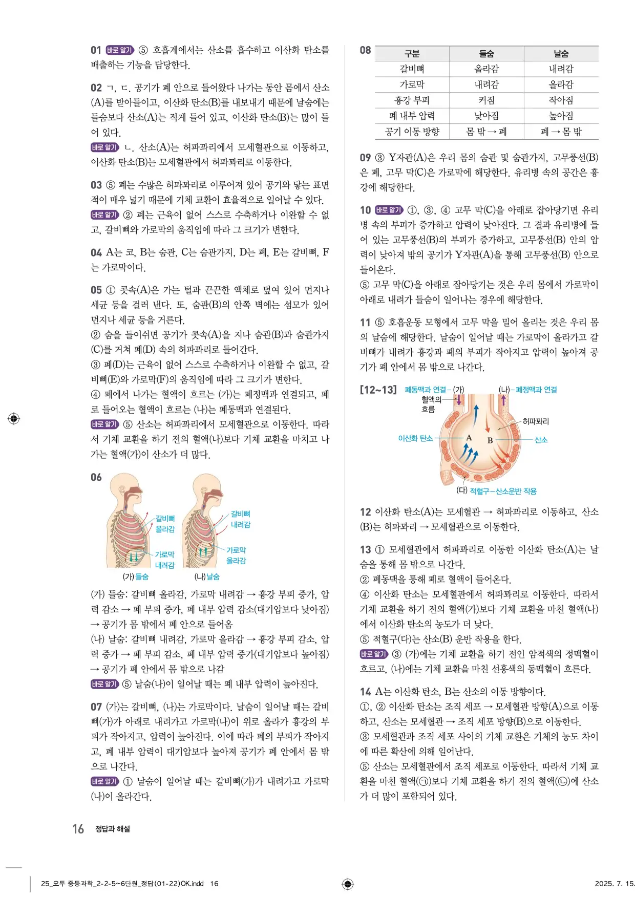 22개정오투과학2-2답지 16페이지