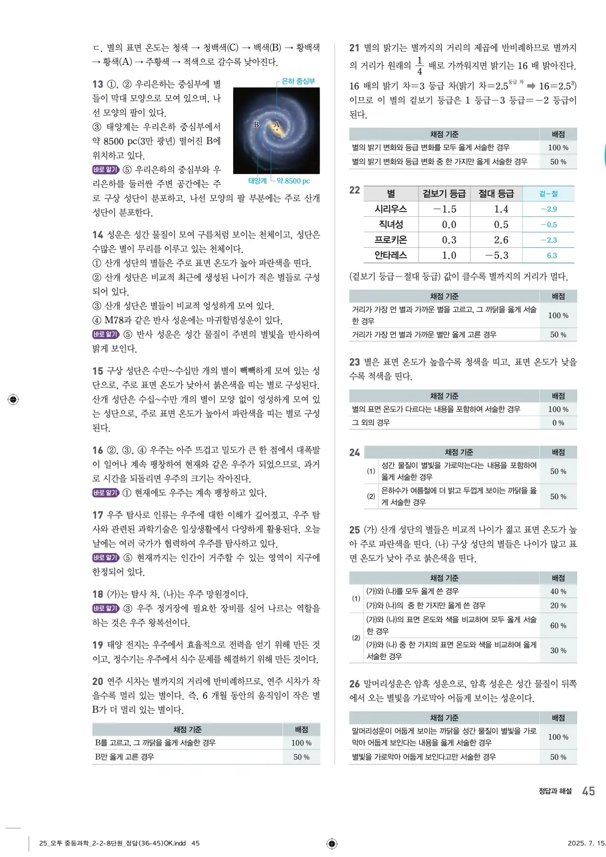 22개정오투과학2-2답지 45페이지