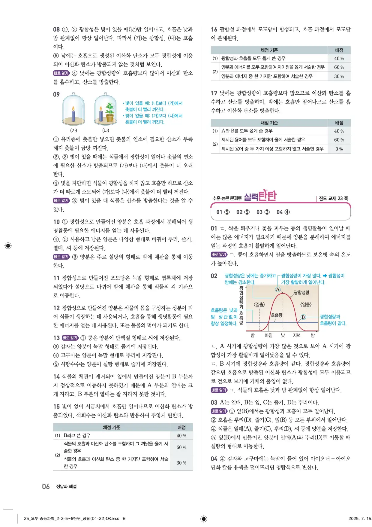 22개정오투과학2-2답지 6페이지