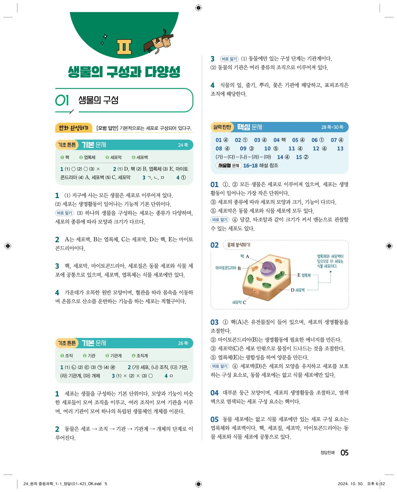 22개정완자중등과학1답지 5페이지