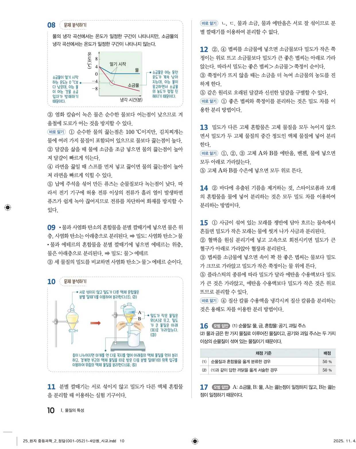 22개정완자중등과학2답지 10페이지