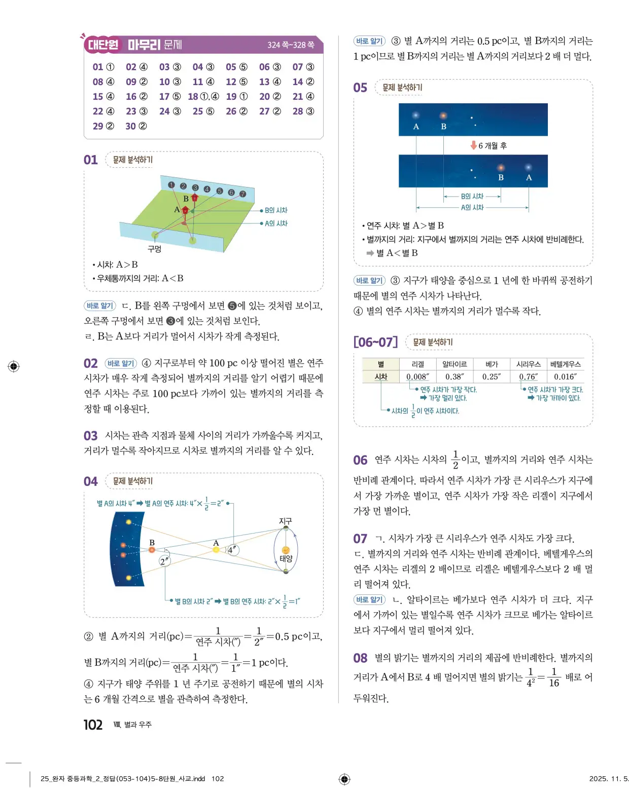 22개정완자중등과학2답지 102페이지