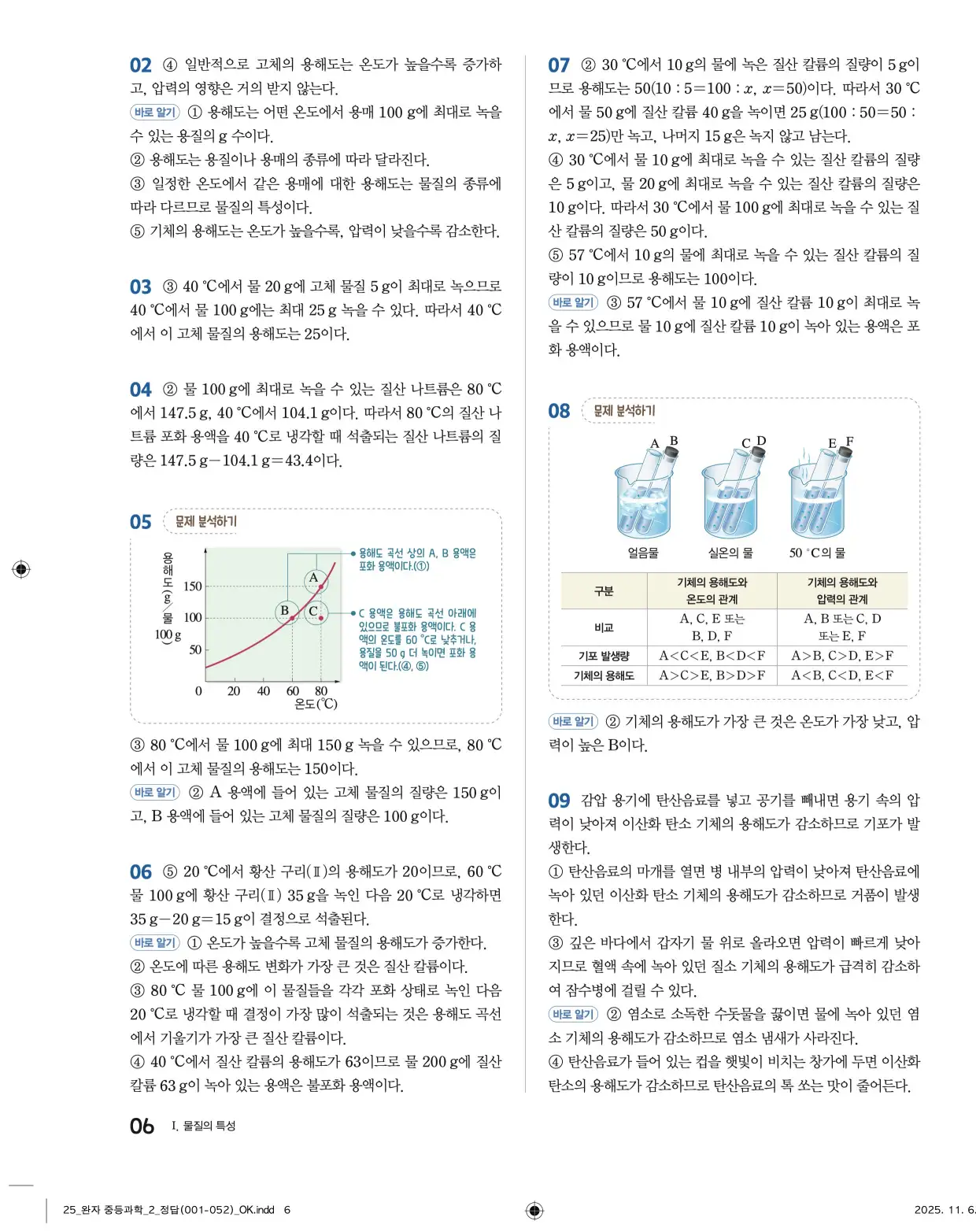 22개정완자중등과학2답지 6페이지