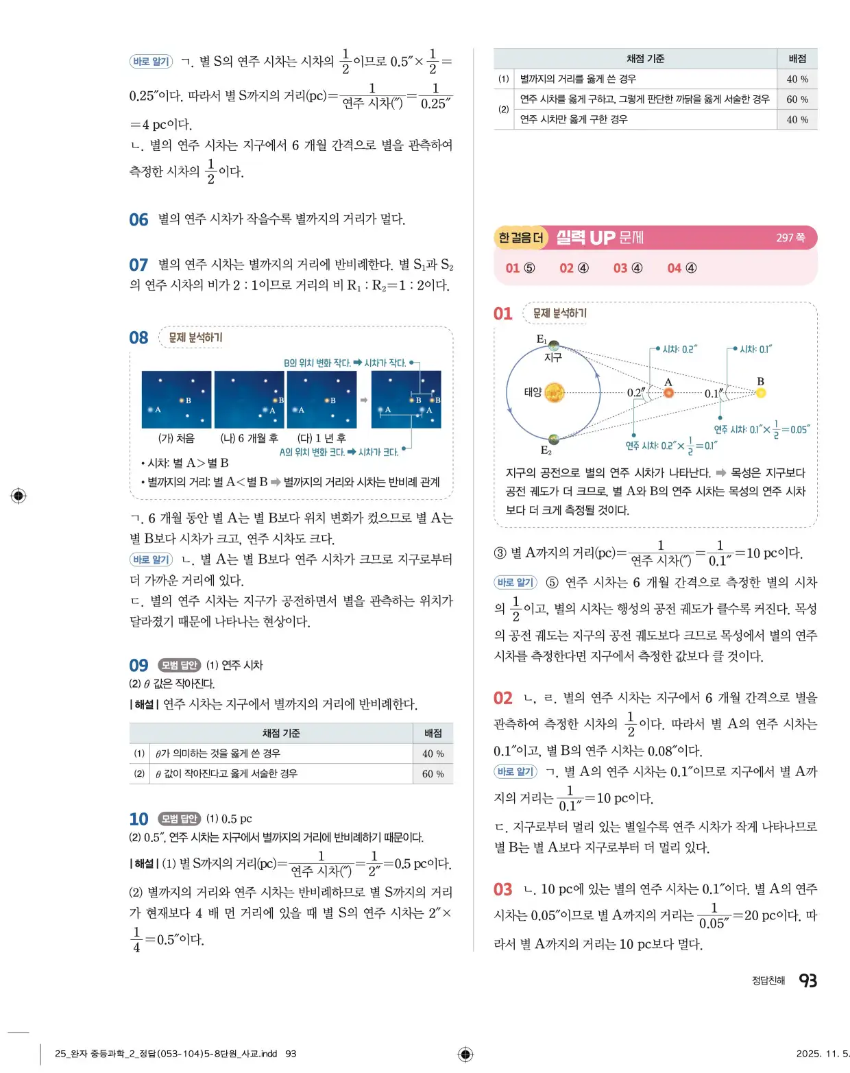 22개정완자중등과학2답지 93페이지