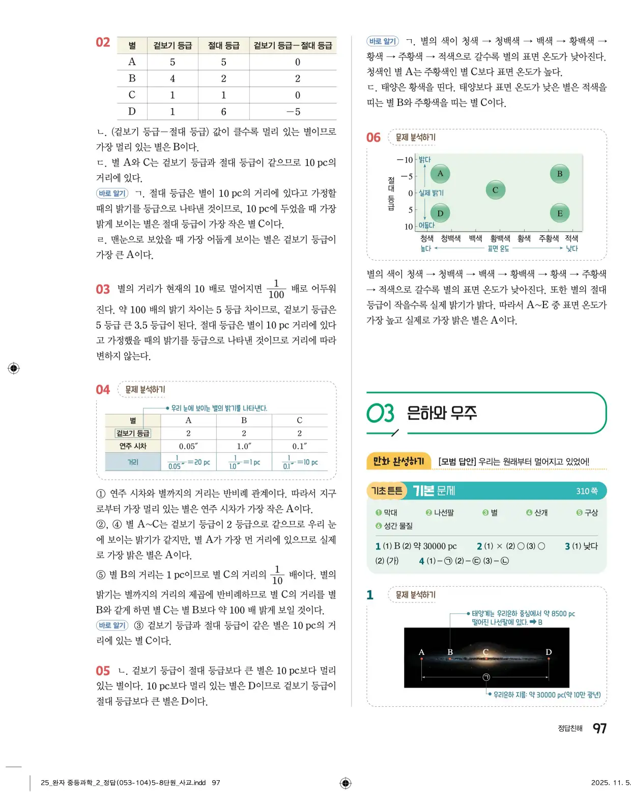 22개정완자중등과학2답지 97페이지
