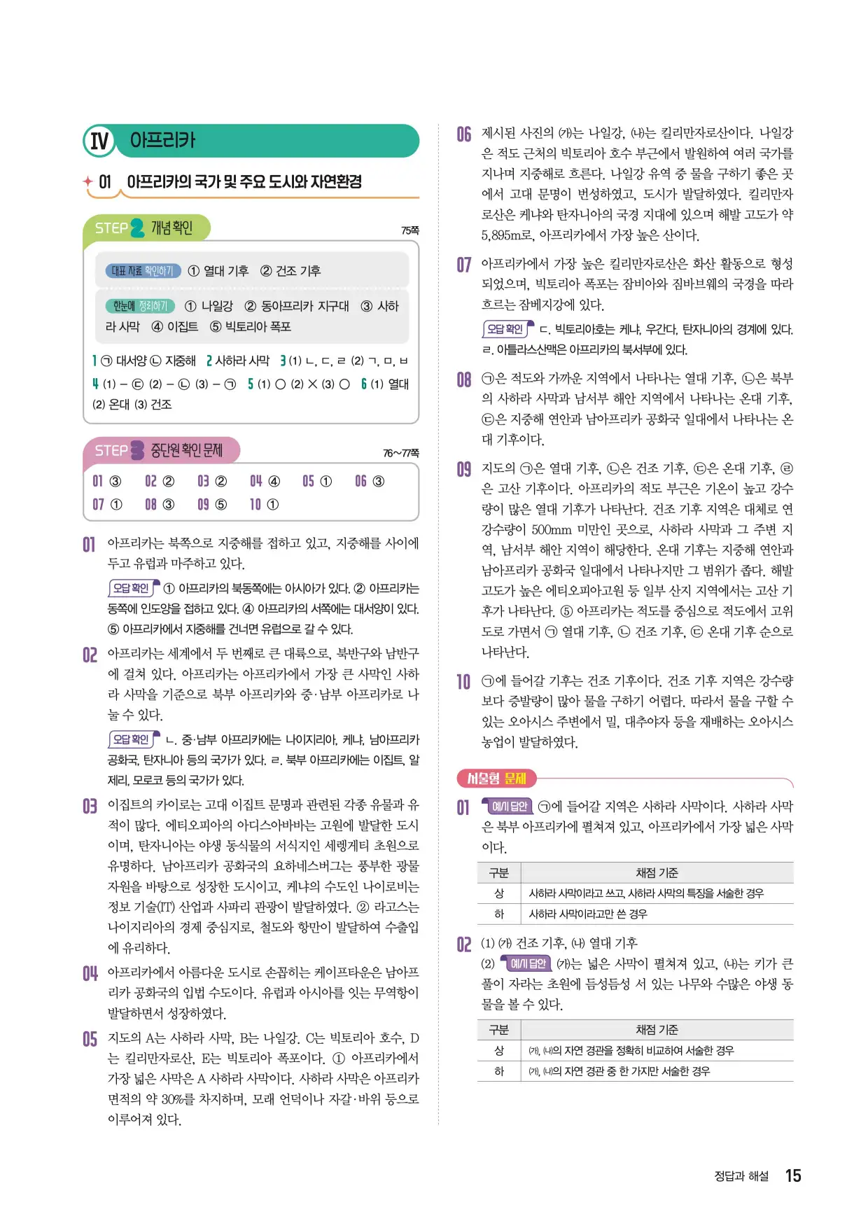 22개정한끝중학사회1-1답지 15페이지