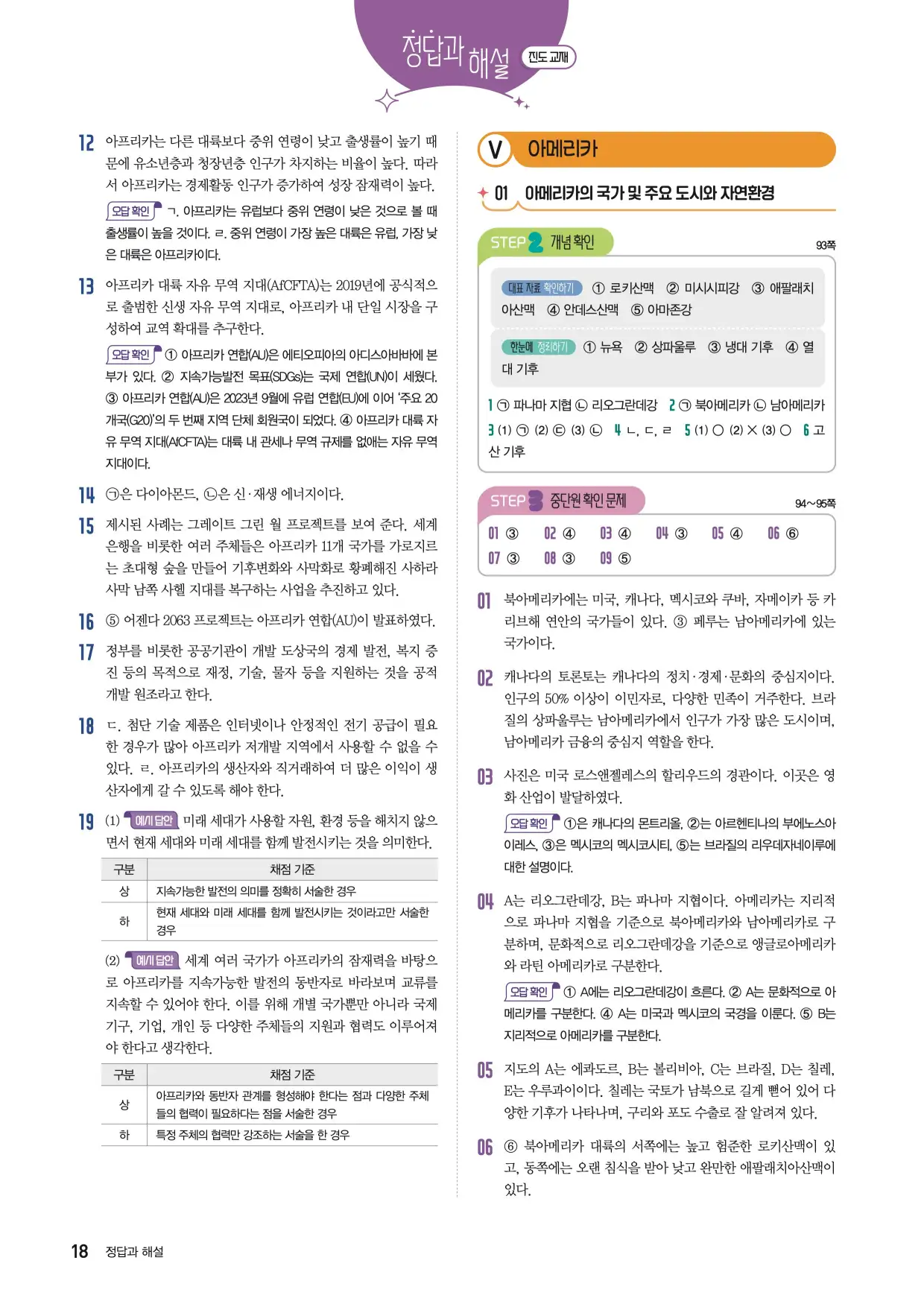 22개정한끝중학사회1-1답지 18페이지