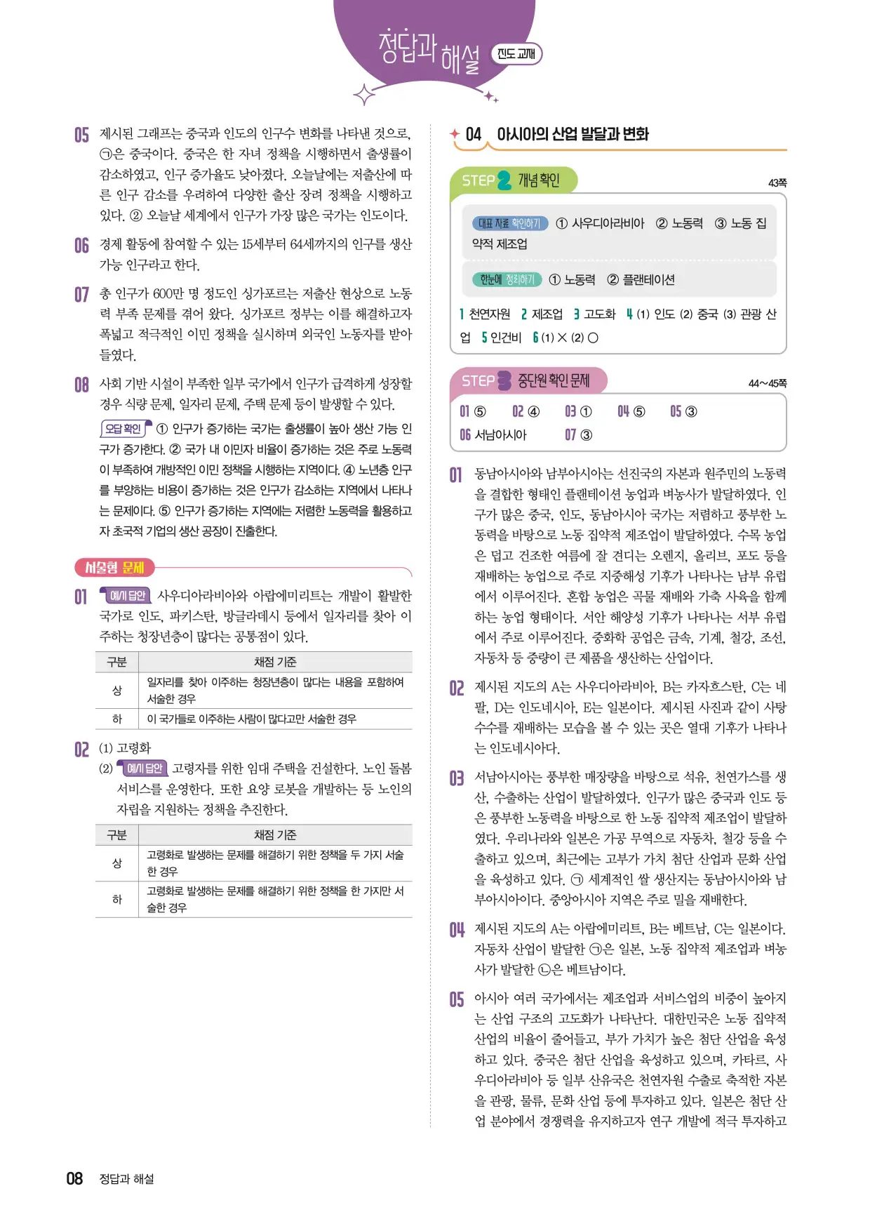 22개정한끝중학사회1-1답지 8페이지