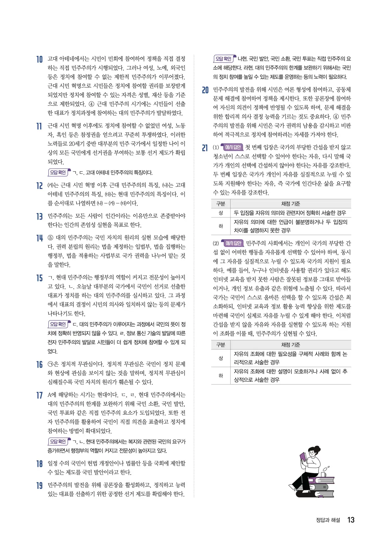 22개정한끝중학사회1-2답지 13페이지