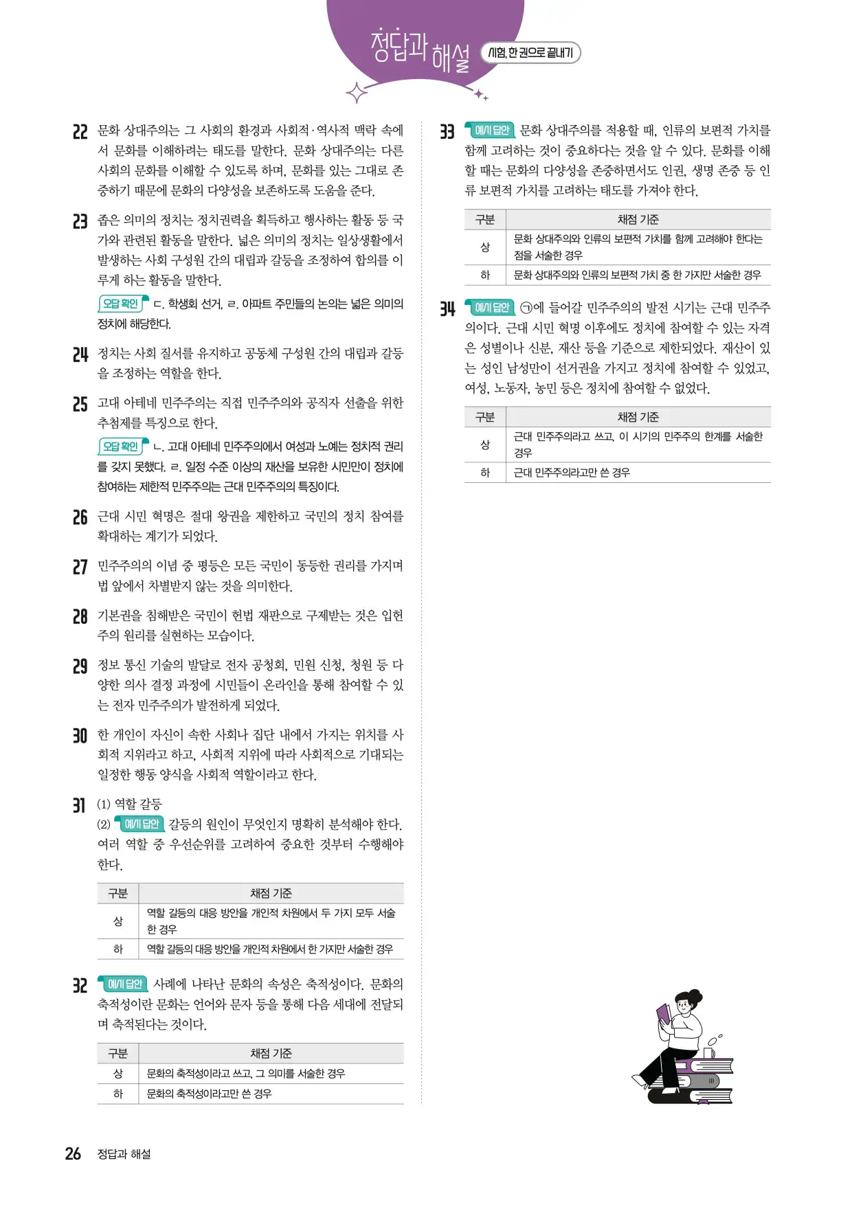 22개정한끝중학사회1-2답지 26페이지