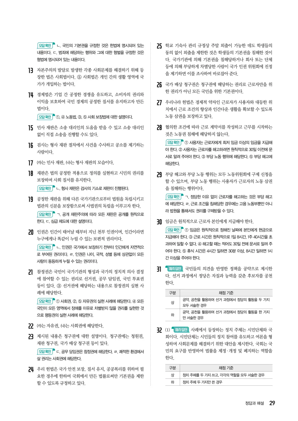 22개정한끝중학사회1-2답지 29페이지
