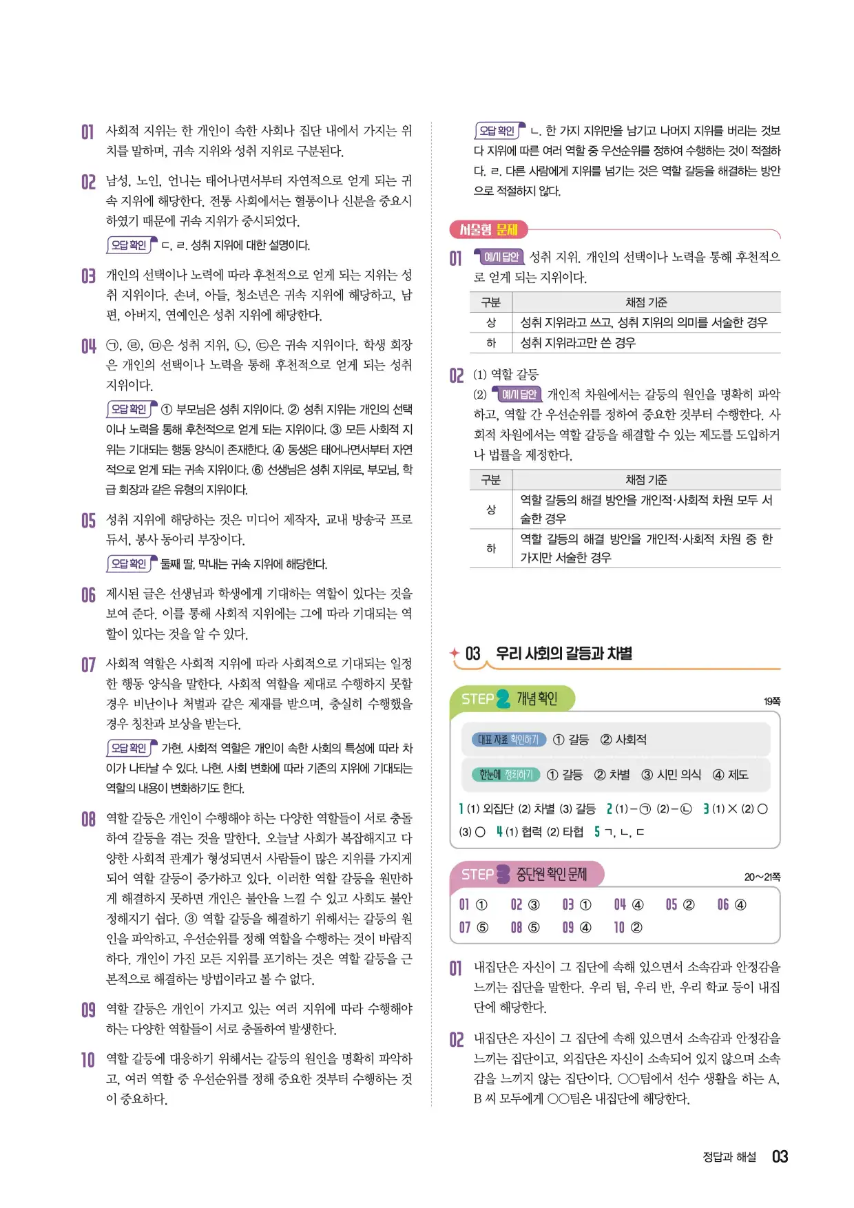 22개정한끝중학사회1-2답지 3페이지