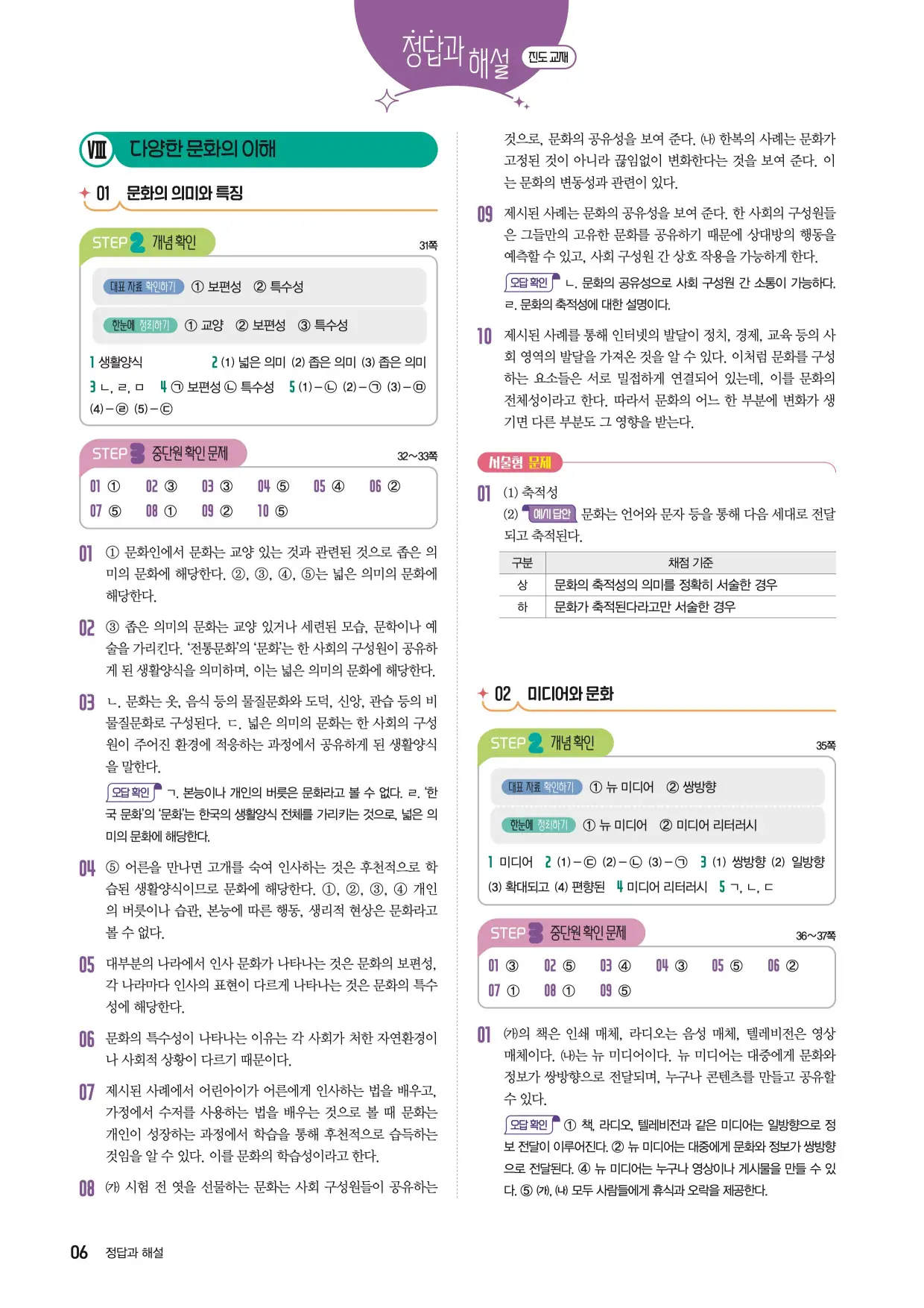 22개정한끝중학사회1-2답지 6페이지