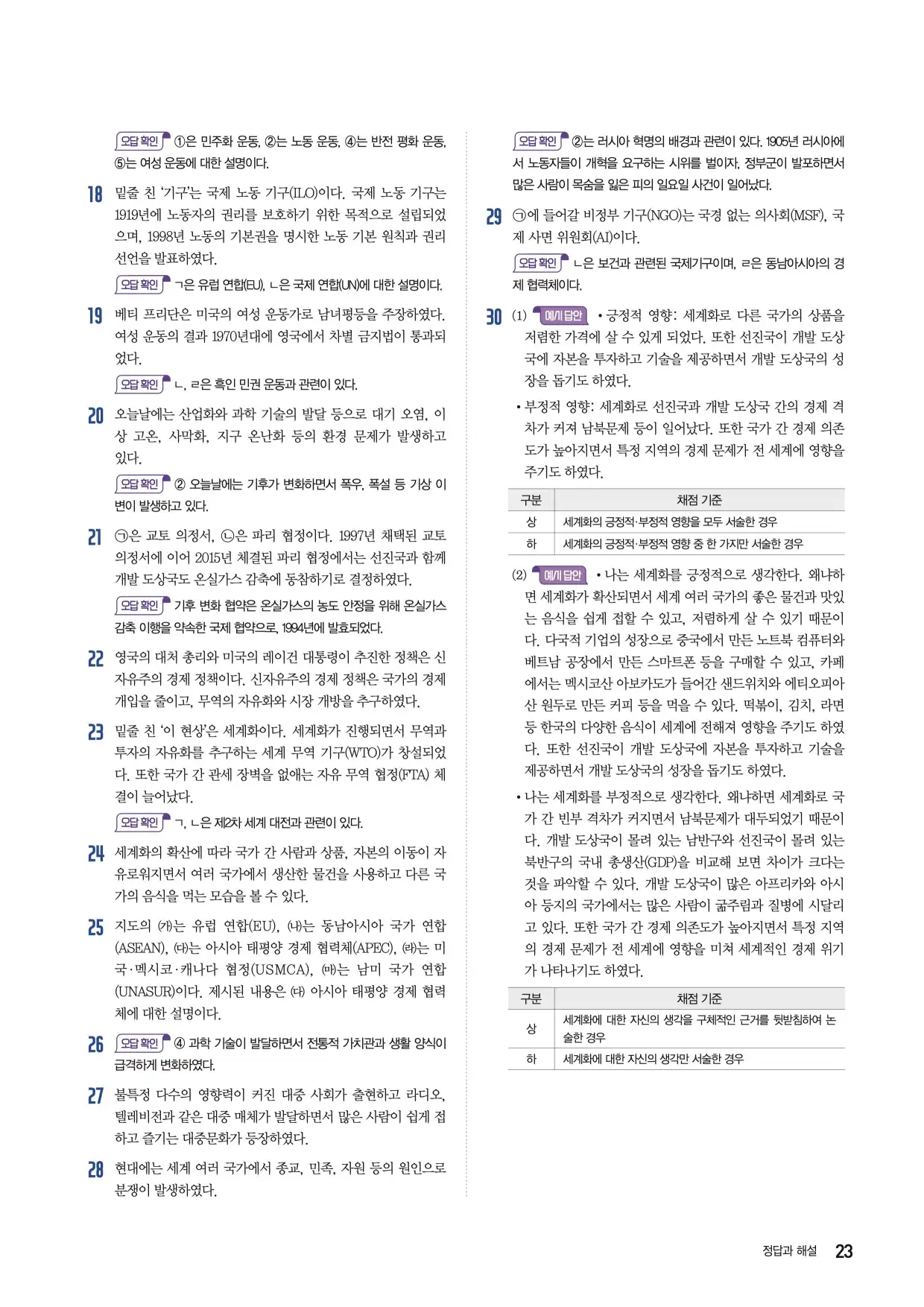 22개정한끝중학역사1-2답지 23페이지