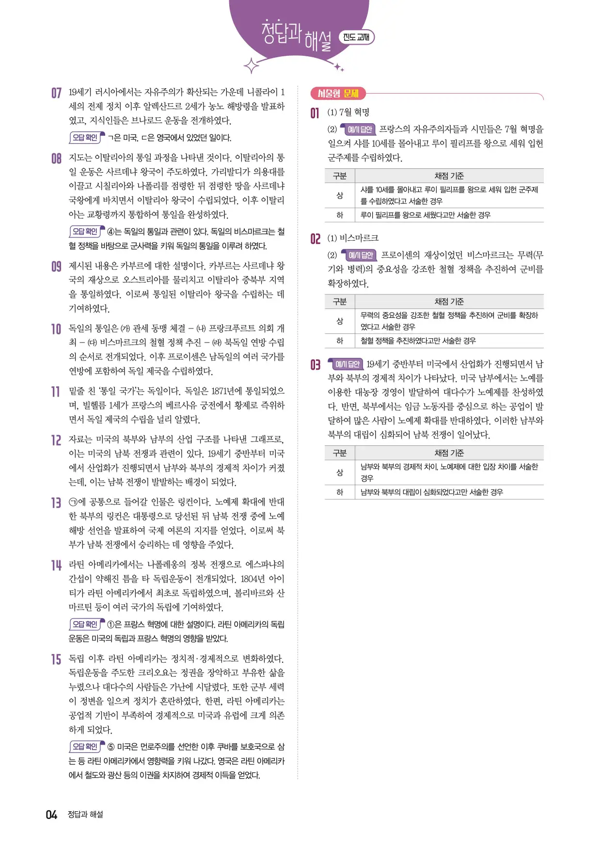 22개정한끝중학역사1-2답지 4페이지