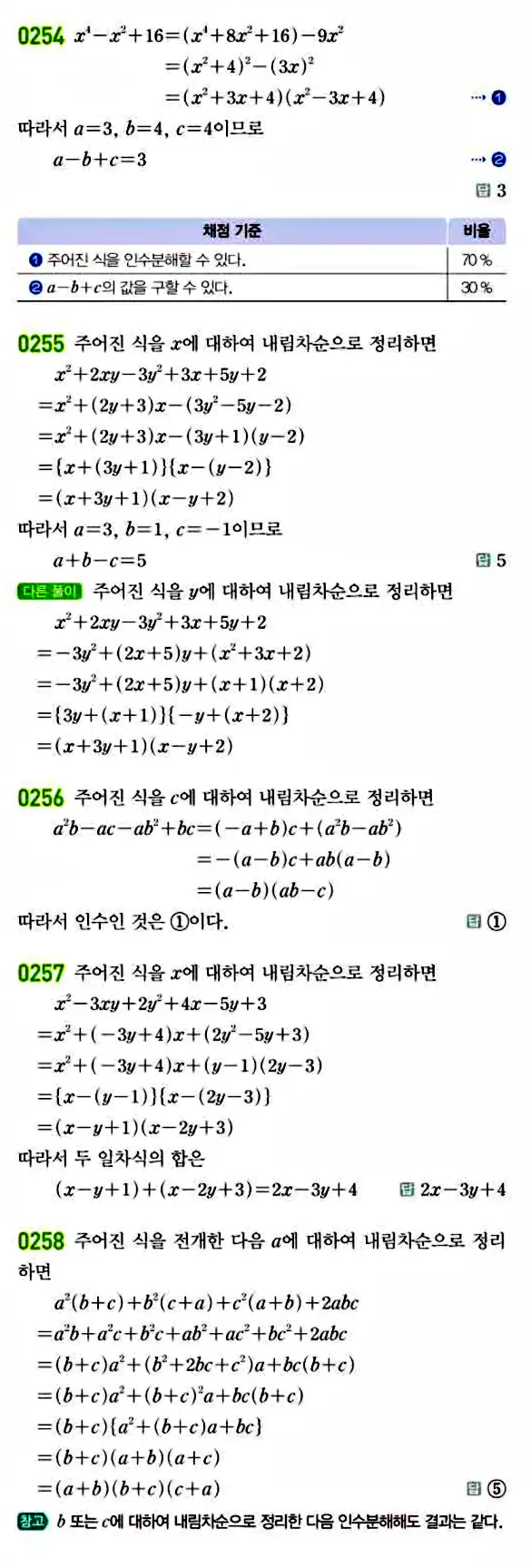 라이트쎈 공통수학1 답지 44