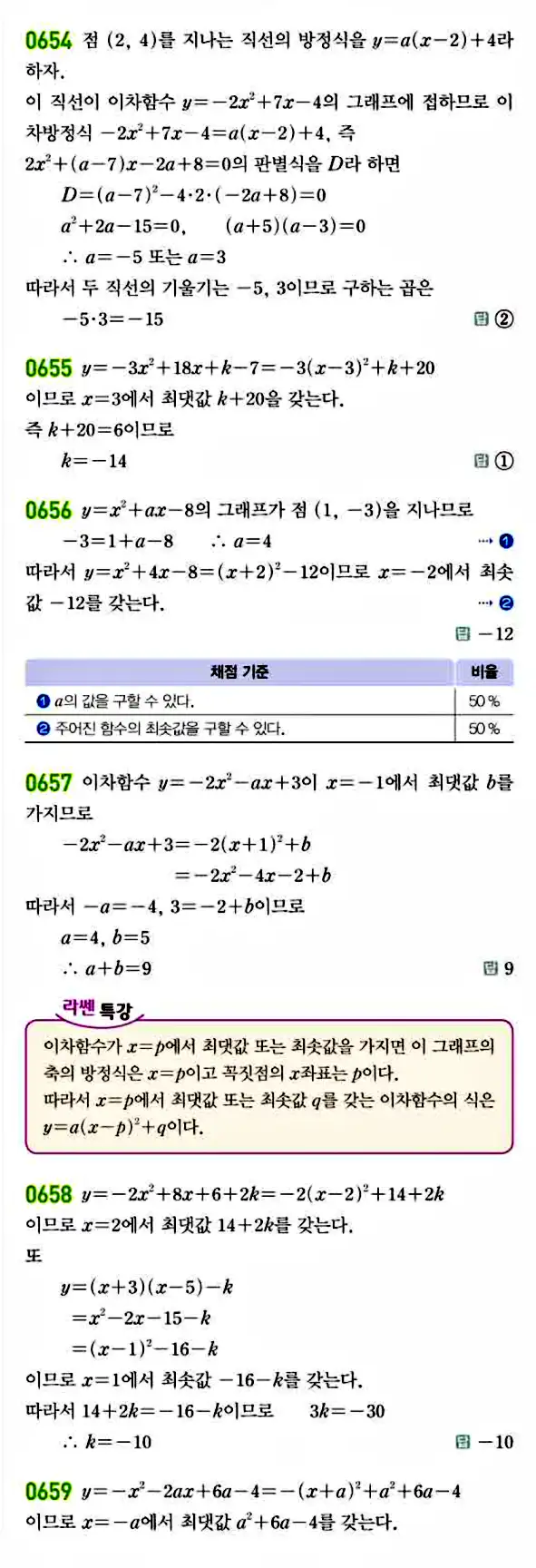 라이트쎈 공통수학1 답지 123