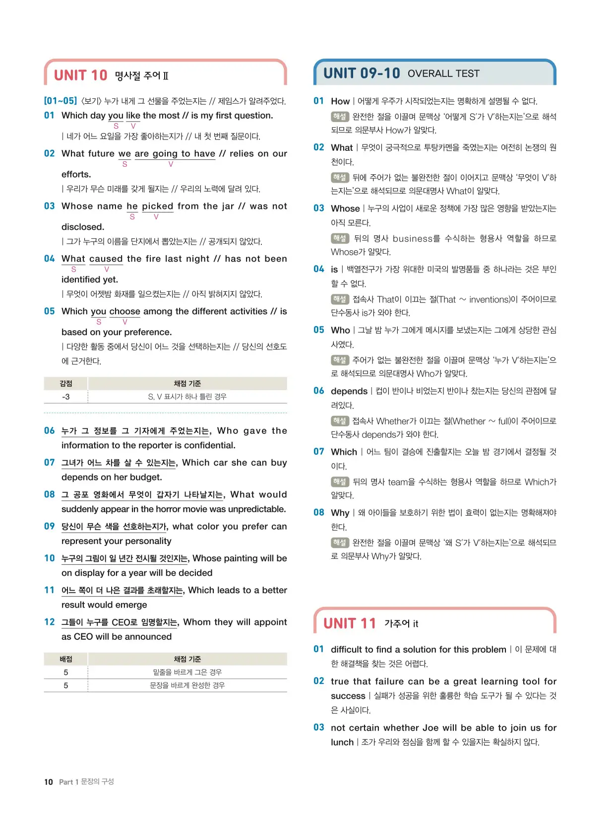 천일문기본트레이닝북답지 10페이지