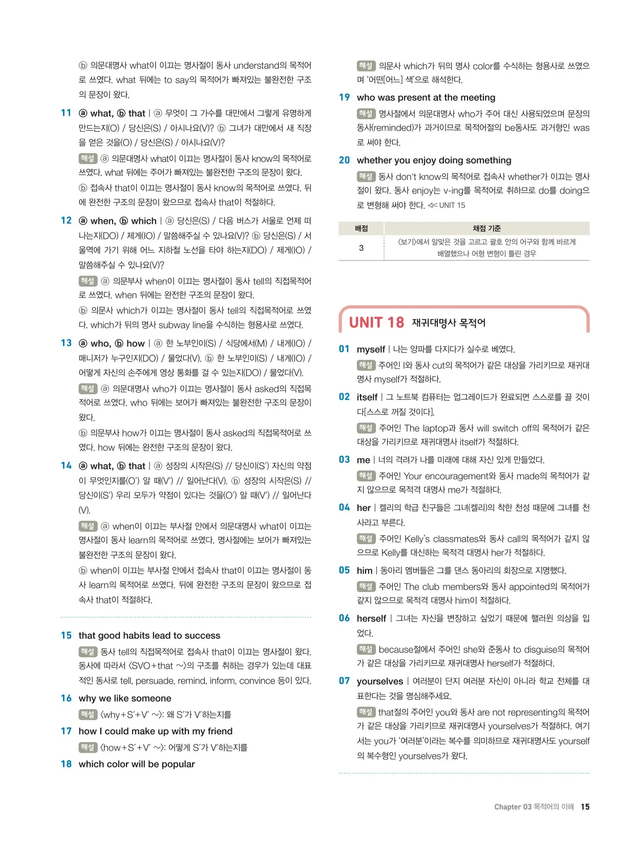 천일문기본트레이닝북답지 15페이지