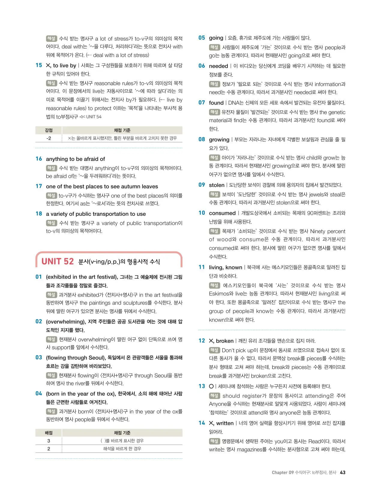 천일문기본트레이닝북답지 43페이지