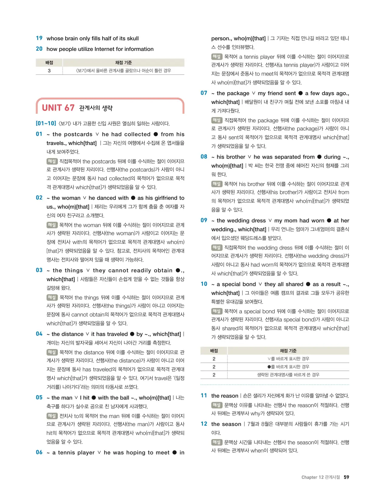 천일문기본트레이닝북답지 59페이지