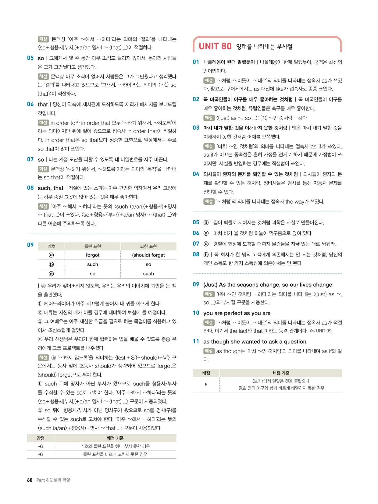 천일문기본트레이닝북답지 68페이지