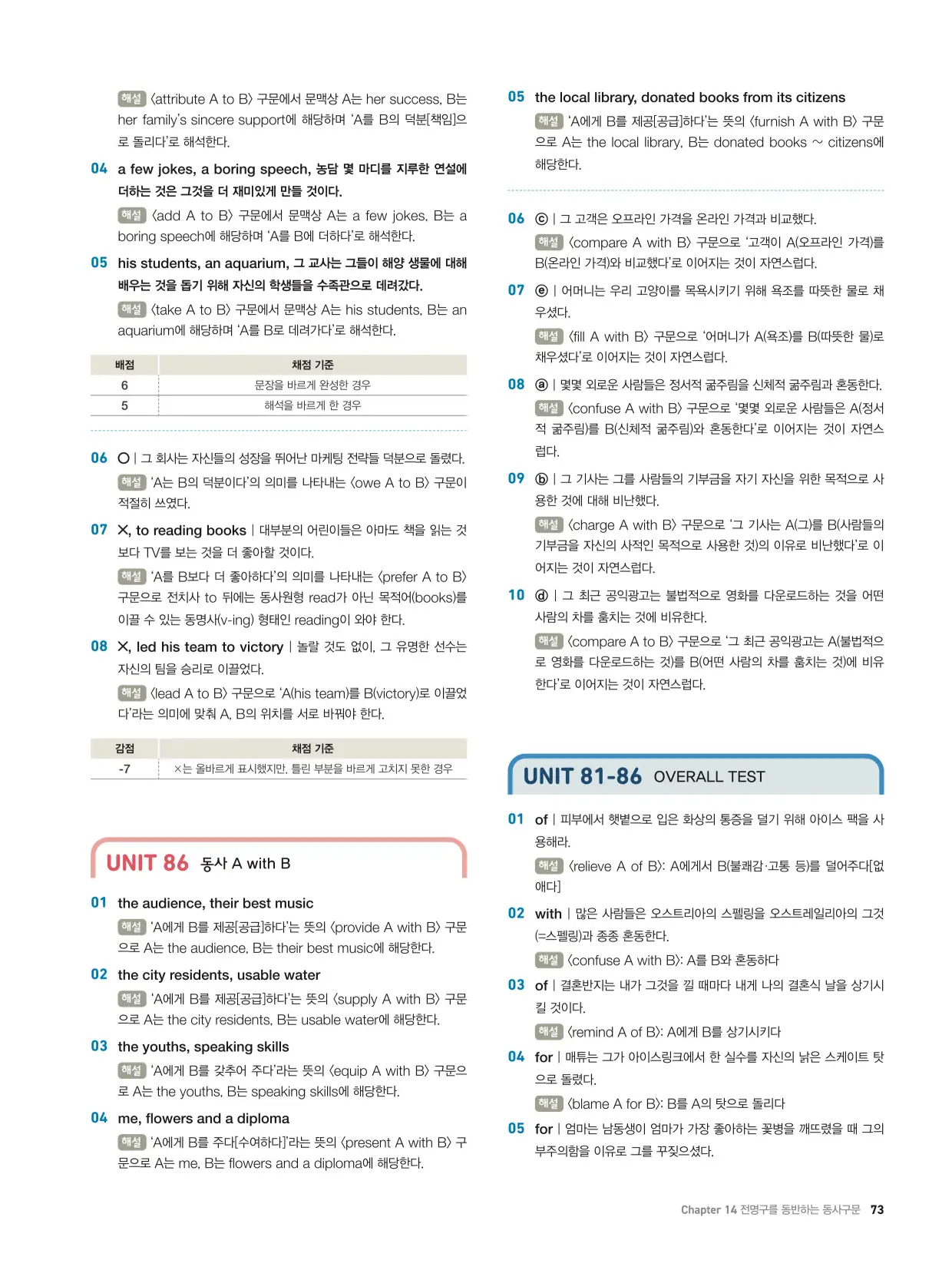 천일문기본트레이닝북답지 73페이지