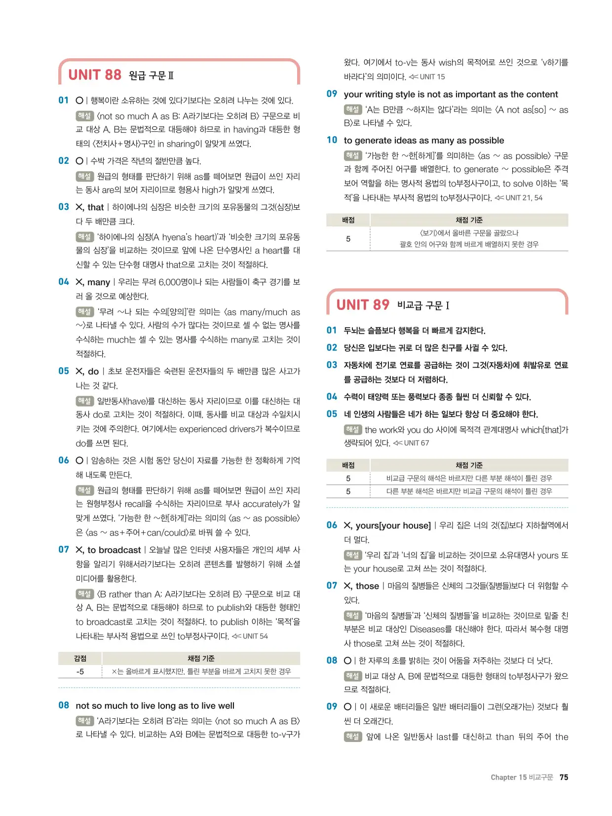 천일문기본트레이닝북답지 75페이지