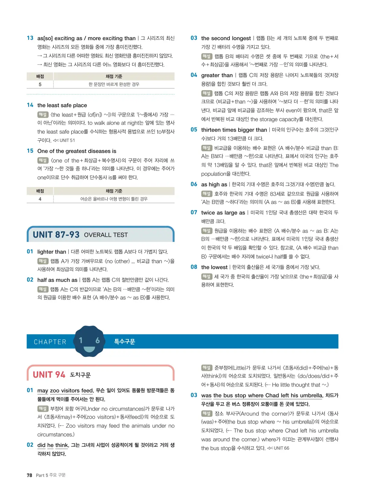 천일문기본트레이닝북답지 78페이지