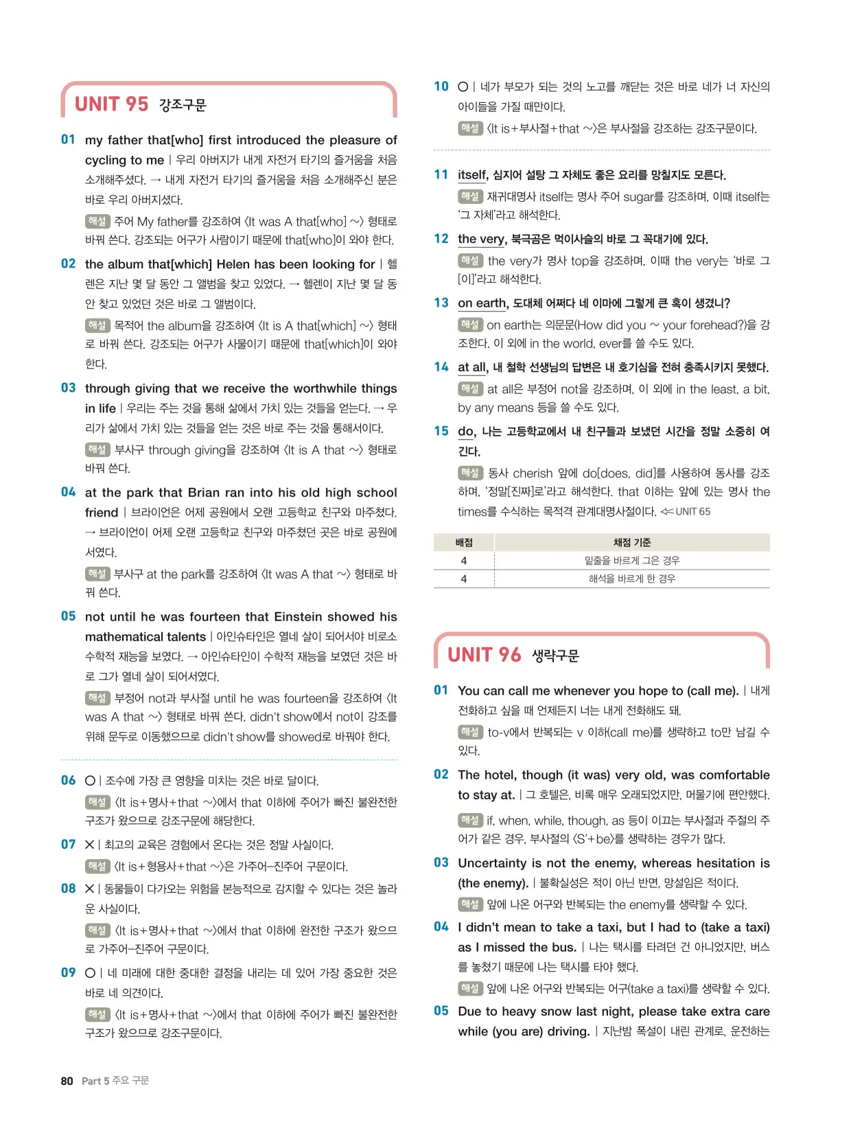 천일문기본트레이닝북답지 80페이지