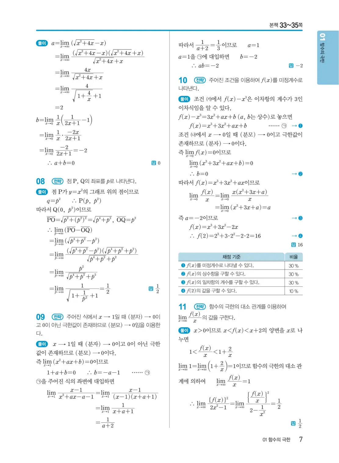 개념쎈 미적분 1 답지 7페이지