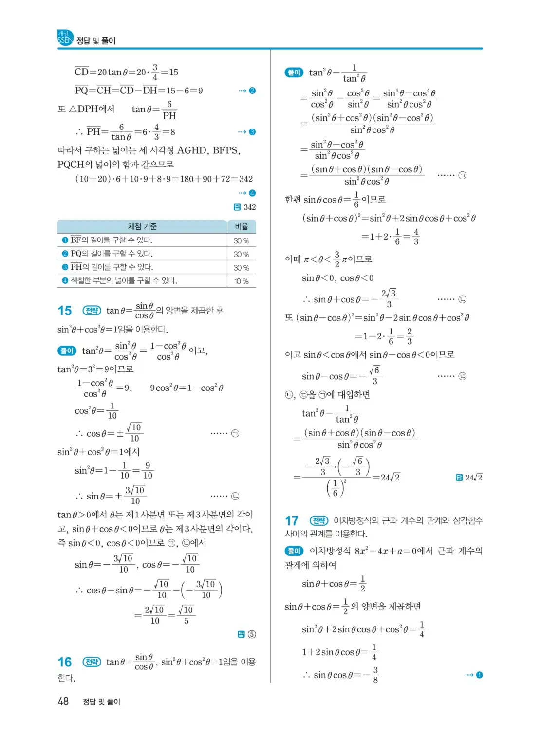 개념쎈 대수 답지 48