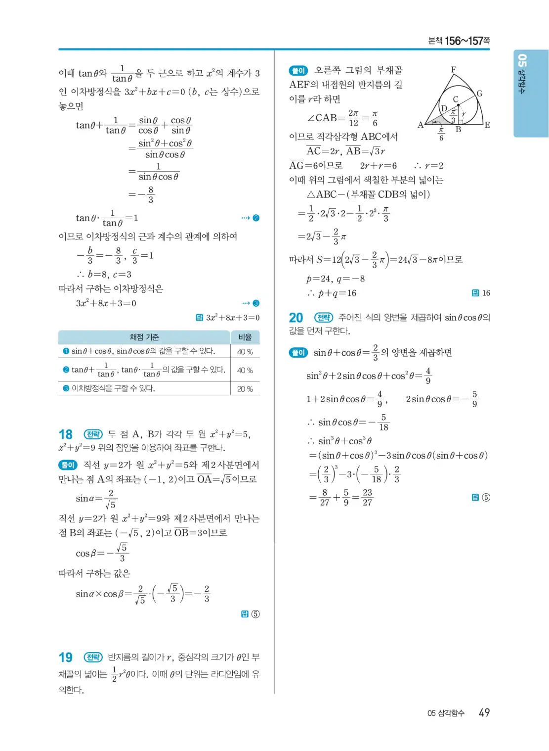 개념쎈 대수 답지 49
