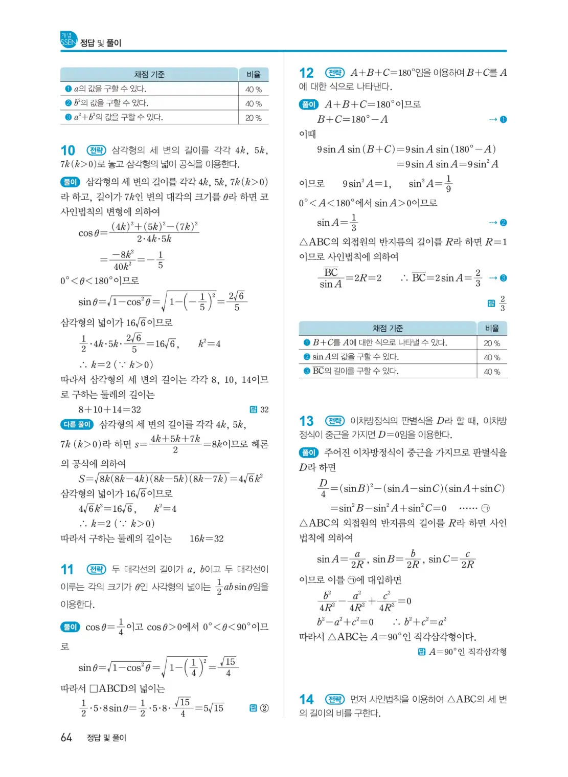 개념쎈 대수 답지 64