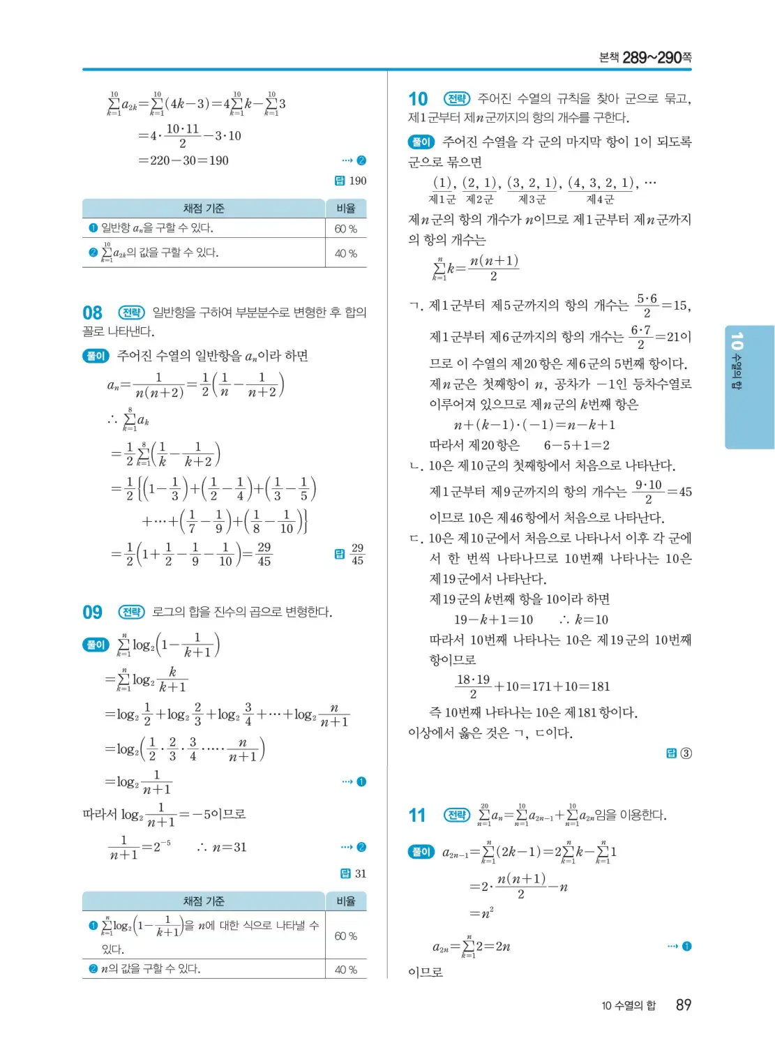 개념쎈 대수 답지 89