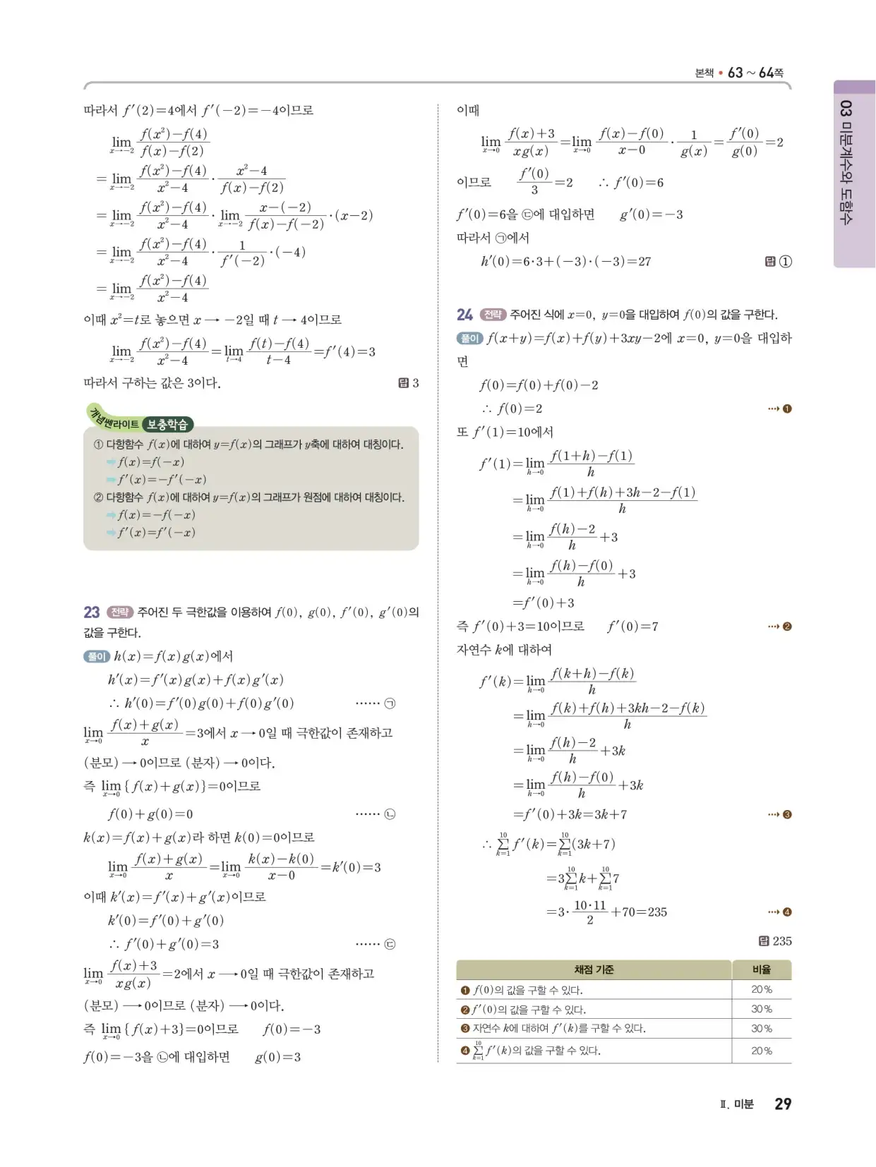 개념쎈 라이트 미적분 1 답지 29페이지
