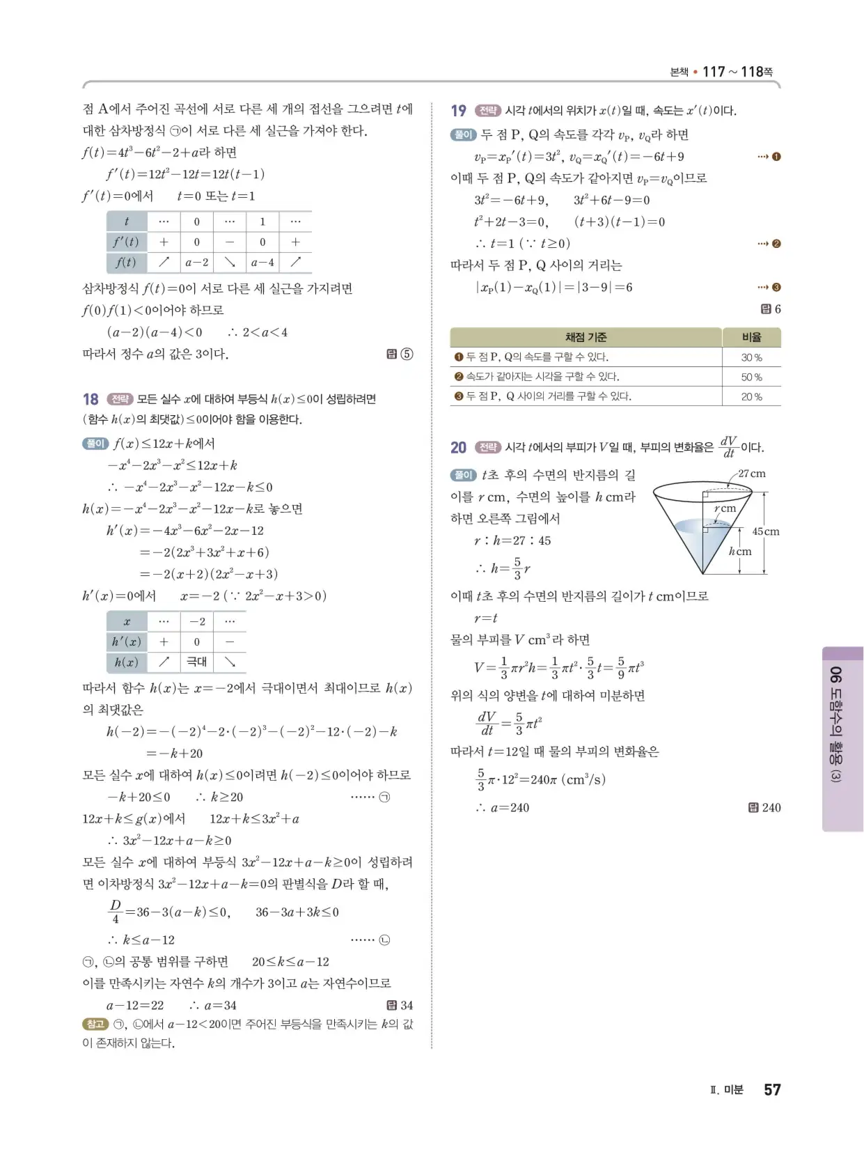 개념쎈 라이트 미적분 1 답지 57페이지
