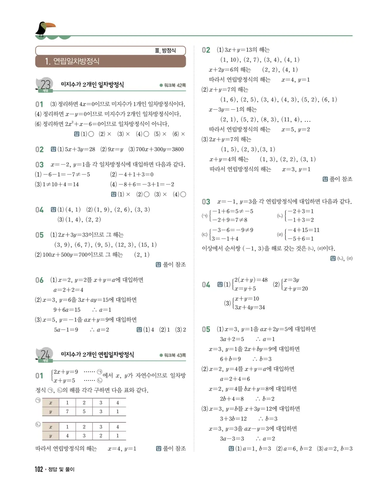 개념쎈 중2-1 답지 102페이지