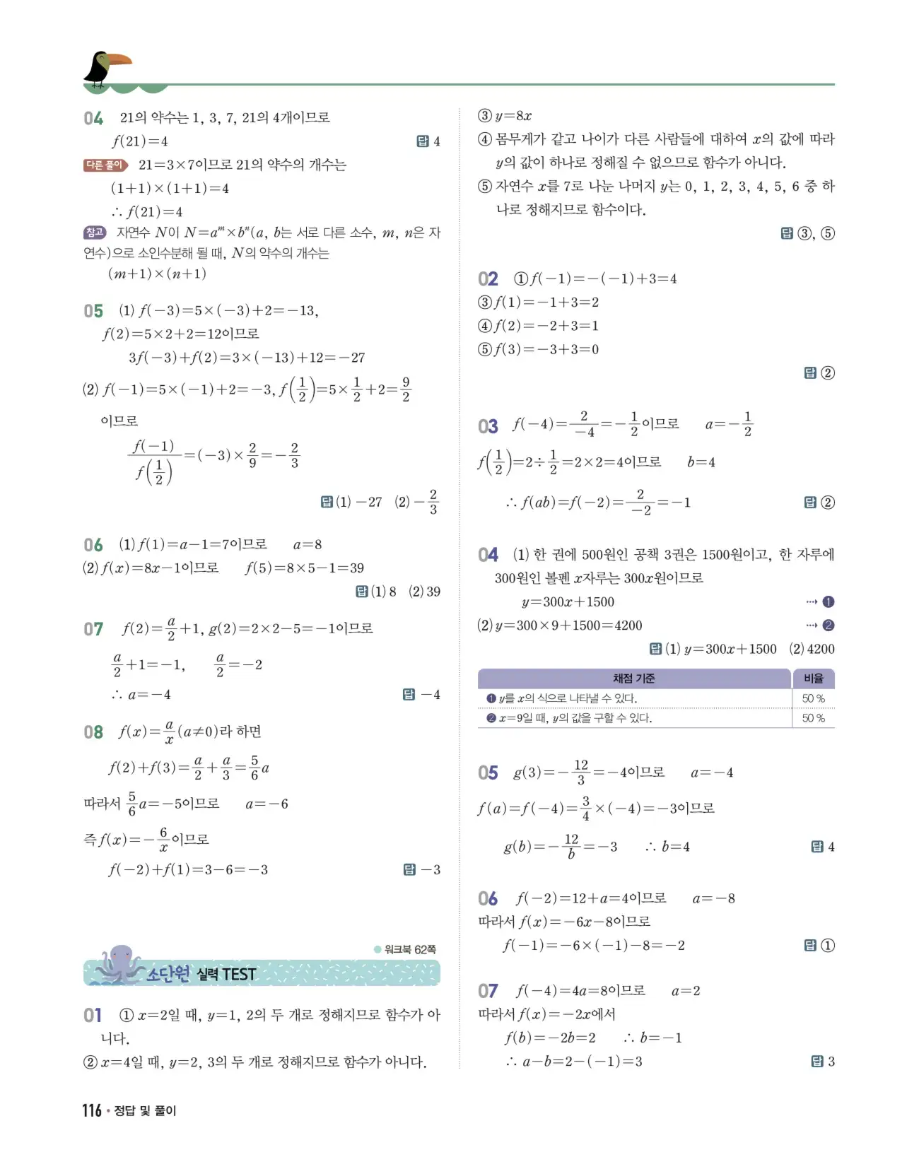 개념쎈 중2-1 답지 116페이지