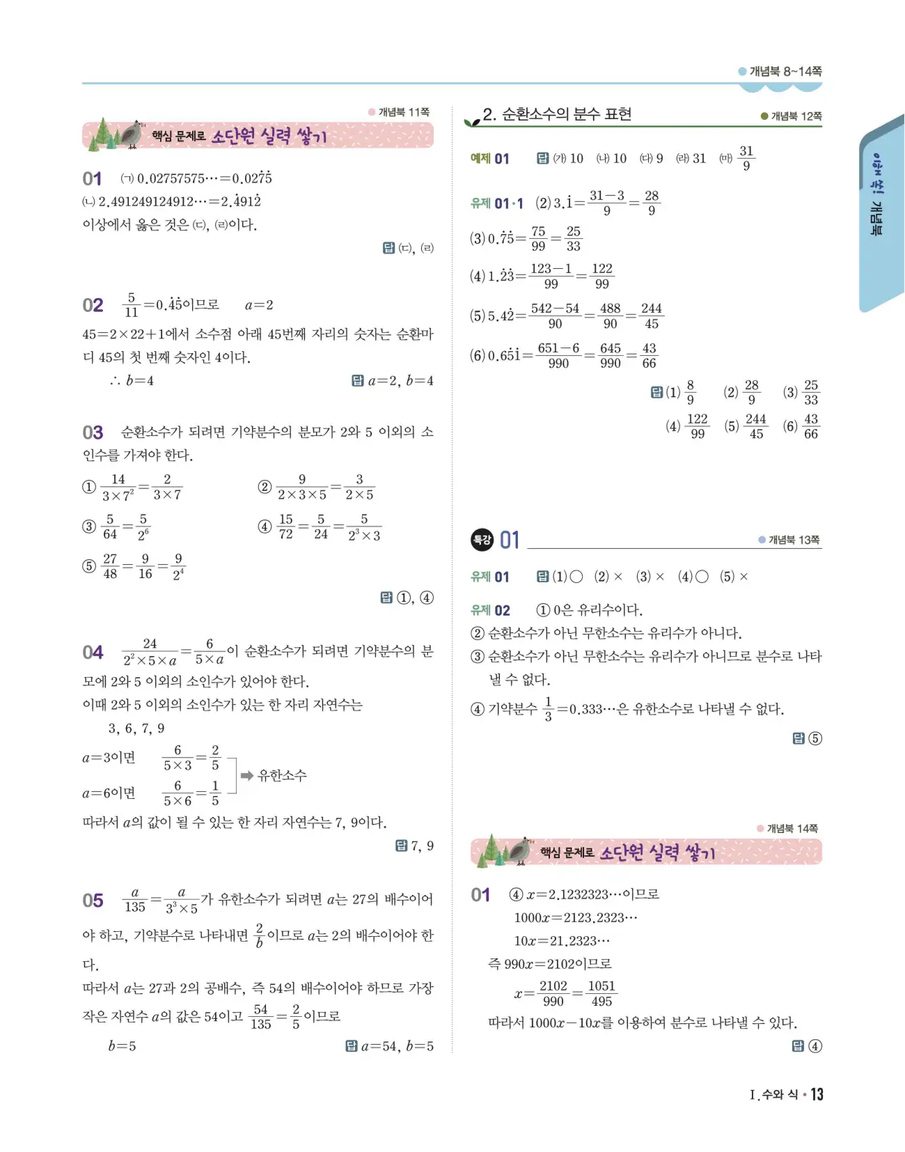 개념쎈 중2-1 답지 13페이지