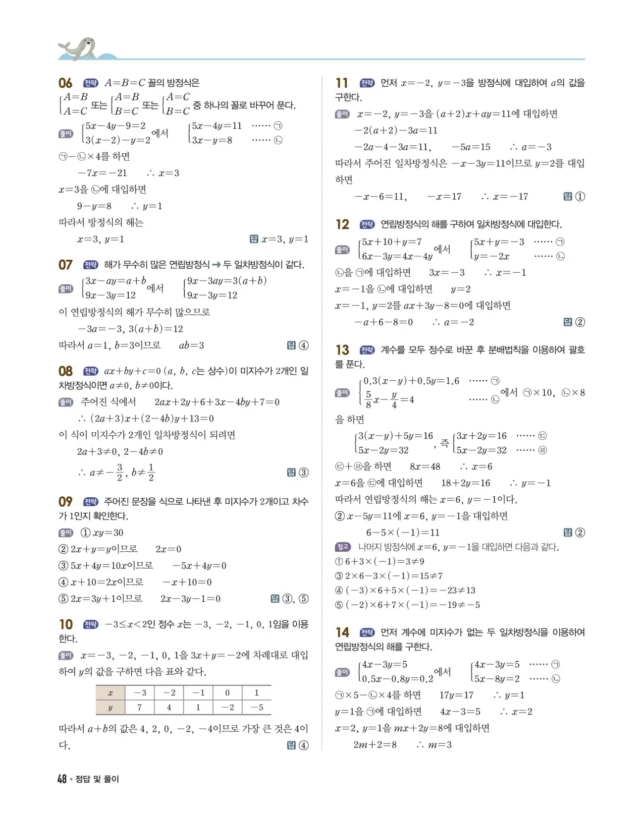 개념쎈 중2-1 답지 48페이지